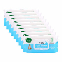 Mother Sparsh 99% Pure Water (Unscented) Baby Wipes I Natural Plant Made Fabric - Super Thick I 72 pcs/Pack - Pack of 9