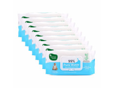 Mother Sparsh 99% Pure Water (Unscented) Baby Wipes I Natural Plant Made Fabric - Super Thick I 72 pcs/Pack - Pack of 9
