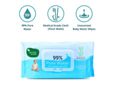 Mother Sparsh 99% Pure Water (Unscented) Baby Wipes I Natural Plant Made Fabric - Super Thick I 72 pcs/Pack - Pack of 9