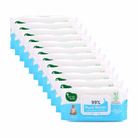 Mother Sparsh 99% Pure Water (Unscented) Baby Wipes I Natural Plant Made Fabric - Super Thick I 72 pcs/Pack - Pack of 12