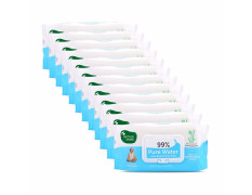 Mother Sparsh 99% Pure Water (Unscented) Baby Wipes I Natural Plant Made Fabric - Super Thick I 72 pcs/Pack - Pack of 12