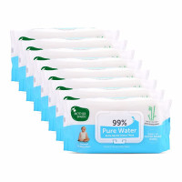 Mother Sparsh 99% Pure Water (Unscented) Baby Wipes I Natural Plant Made Fabric - Super Thick I 72 pcs/Pack - Pack of 8
