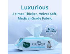 Mother Sparsh 99% Pure Water (Unscented) Baby Wipes I Natural Plant Made Fabric - Super Thick I 72 pcs/Pack - Pack of 8