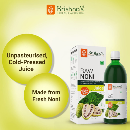 KRISHNA'S HERBAL & AYURVEDA Raw Noni Juice-1000 Ml|Preservative Free|No Added Thickener Color Or Flavor|Sugar Free Juice|Enhance Energy|Made With Fresh Noni Fruit (Morinda Citrifolia) KRISHNA'S HERBAL & AYURVEDA Raw Noni Juice-1000 Ml|Preservative Free|No Added Thickener Color Or Flavor|Sugar Free Juice|Enhance Energy|Made With Fresh Noni Fruit (Morinda Citrifolia)