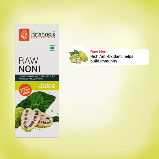 KRISHNA'S HERBAL & AYURVEDA Raw Noni Juice-1000 Ml|Preservative Free|No Added Thickener Color Or Flavor|Sugar Free Juice|Enhance Energy|Made With Fresh Noni Fruit (Morinda Citrifolia) KRISHNA'S HERBAL & AYURVEDA Raw Noni Juice-1000 Ml|Preservative Free|No Added Thickener Color Or Flavor|Sugar Free Juice|Enhance Energy|Made With Fresh Noni Fruit (Morinda Citrifolia)