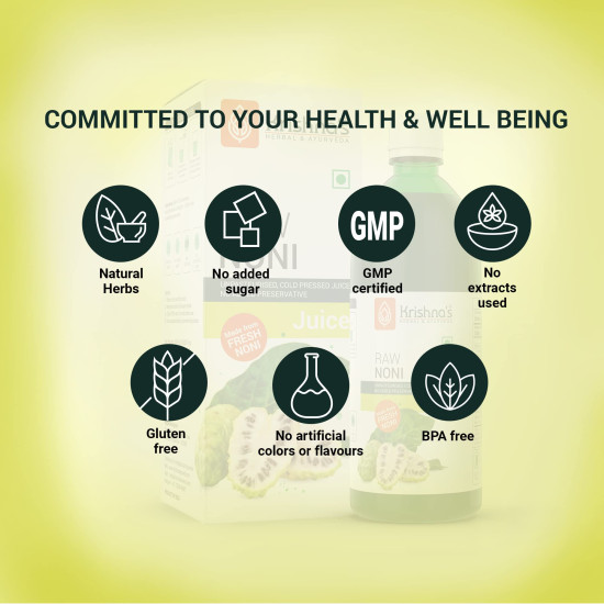 KRISHNA'S HERBAL & AYURVEDA Raw Noni Juice-1000 Ml|Preservative Free|No Added Thickener Color Or Flavor|Sugar Free Juice|Enhance Energy|Made With Fresh Noni Fruit (Morinda Citrifolia) KRISHNA'S HERBAL & AYURVEDA Raw Noni Juice-1000 Ml|Preservative Free|No Added Thickener Color Or Flavor|Sugar Free Juice|Enhance Energy|Made With Fresh Noni Fruit (Morinda Citrifolia)