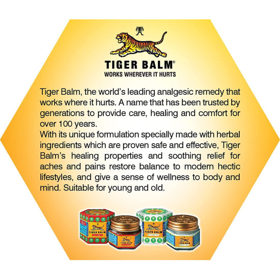 Tiger Balm Red & White Ointment | 21ml each | Pack of 4 | Ayurvedic Pain Relief Balm | Effective Relief from Joint, Body & Knee Pain, Muscular Aches, Sprain | 2 Red & 2 White | Combo Pack Tiger Balm Red & White Ointment | 21ml each | Pack of 4 | Ayurvedic Pain Relief Balm | Effective Relief from Joint, Body & Knee Pain, Muscular Aches, Sprain | 2 Red & 2 White | Combo Pack