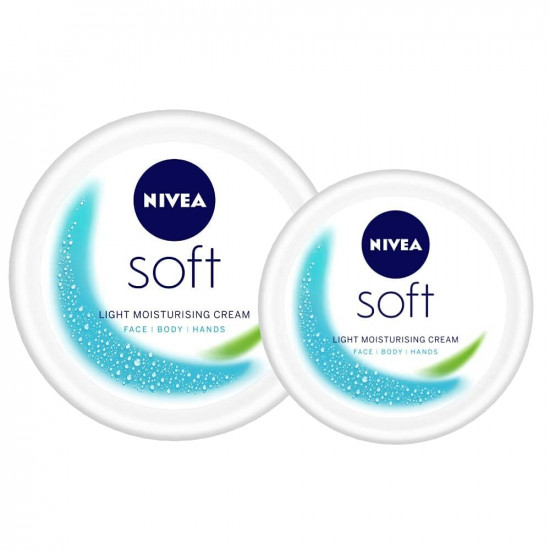 NIVEA Soft Light Moisturizer 300ml + 100 ml | For Face, Hand & Body, Instant Hydration | Non-Greasy Cream | With Vitamin E & Jojoba Oil | All Skin Types