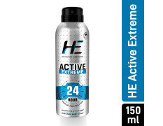 HE Active Extreme Perfumed Body Spray 150ml for Today's Active Men, 24 Hour Odor Protection* 99% Germ Free up to 24 hours