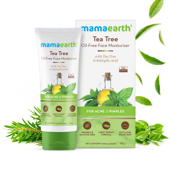 Mamaearth Tea Tree Oil-Free Moisturizer For Face For Oily Skin With Tea Tree & Salicylic Acid For Acne & Pimples 80g