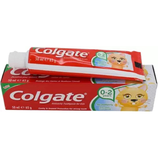 Colgate Anticavity Toothpaste for Kids,Strawberry (0-2 yrs) 50ml Toothpaste (65 g)