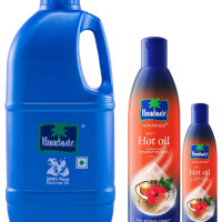 Parachute 100% Pure Coconut Oil, 1 L (Pet Jar) & Advansed Ayurvedic Hot Oil, Warming Coconut Hair Oil, Frizz Free Hair, 400ml With Free 90ml