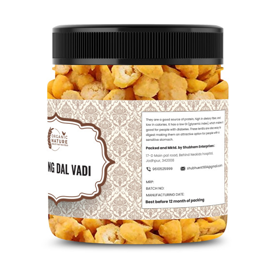 Organic Nature Homemade Moong Dal Wadi Mangori Wadian Moong Dal Vadi Badi 250 Gram [Jar Pack]