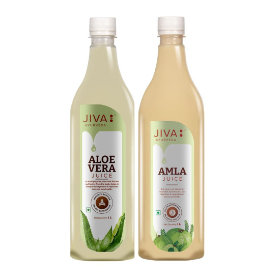 Jiva Amla Juice 1L & Aloe Vera Juice 1L (Combo pack of 2)