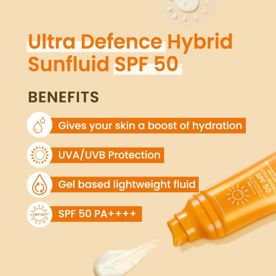 Earth Rhythm Ultra Defence Hybrid Sunscreen SPF 50 – UVA/UVB Defence, Water-Resistant, Matte, Oxybenzone-Free