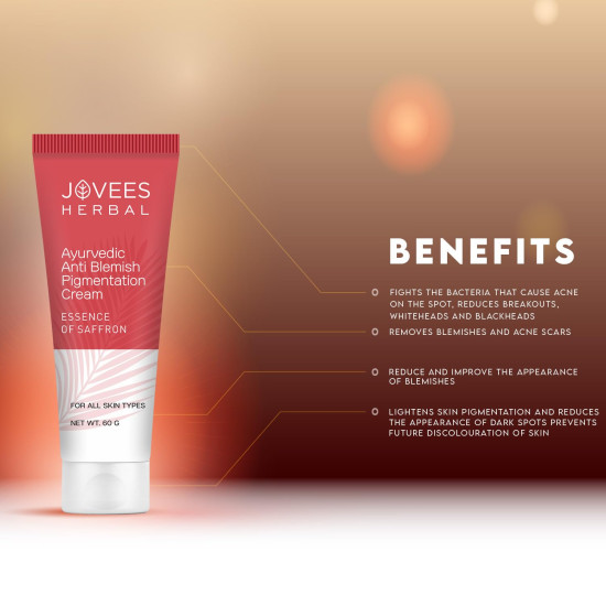 Jovees Herbal Anti Blemish Pigmentation Cream For Women/Men | Pigmentation and Blemish Removal | Clean and Clear Skin |100% Natural | Paraben and Alcohol Free | 60GM