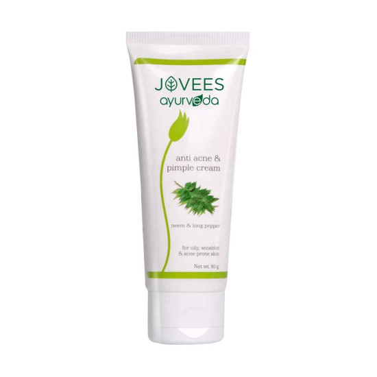 Jovees Ayurveda Neem & Long Pepper Anti Acne and Pimple Cream, 60 gms | Oily, Sensitive & Acne Prone Skin | Paraben & Alcohol Free | Helps Clear Acne & Prevents Future Breakout