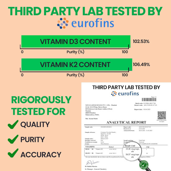 Carbamide Forte Vitamin D3 K2 Supplement | Vitamin K2 MK7 To Support Bone & Heart Health | Veg D3 - Lichen - 120 Tablets