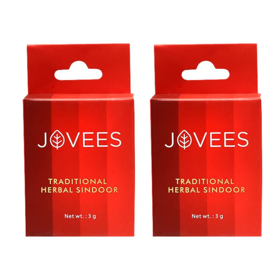 Jovees Herbal Traditional Maroon Sindoor, 3 gms | Water Resistant | Derived from Natural Ingredients | Pack of 2