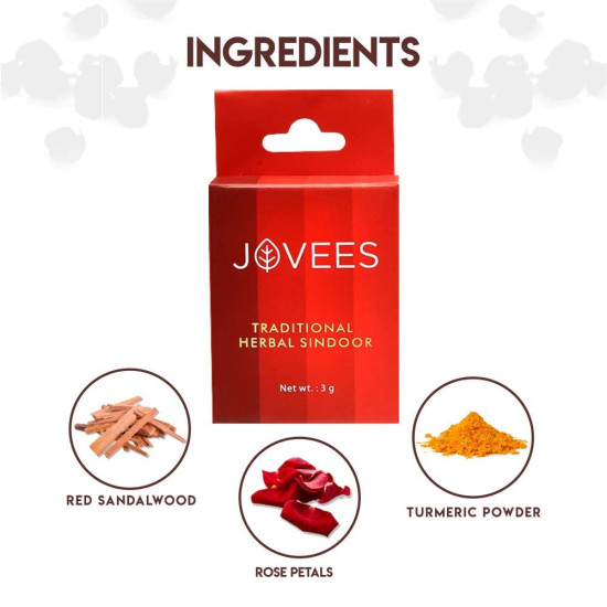 Jovees Herbal Traditional Maroon Sindoor, 3 gms | Water Resistant | Derived from Natural Ingredients | Pack of 2