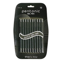 Pentonic 0.6 mm Gel Pen Blister Pack | Black Body | Black ink | Set of 10