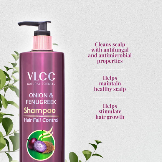 VLCC Onion & Fenugreek Shampoo For Hair Fall Control - 300ml | Helps Boost Hair Growth & Strengthen Hair Follicles | with Onion, Fenugreek, Almond & Black Seed | Hair Health Restoration For Thick, Strong Hair.