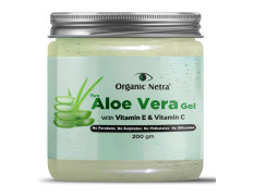Organic Netra Pure Aloe Vera Gel with Vitamin C & E for Skin, Face and Hair | Helps to Repair and Smoothens Hair | Relax and Renew your Skin and Scalp |Paraben Free & Sulphate Free - 200 Gm