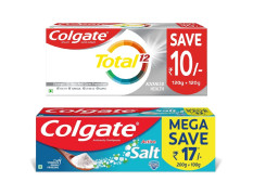 Colgate Total Whole Mouth Health, Antibacterial Toothpaste, 120gm + 120gm (Advanced Health, Saver Pack) and Colgate Active Salt Toothpaste, 300g (Saver Pack)
