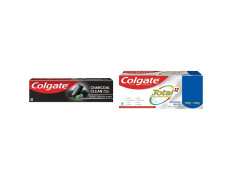 Colgate Charcoal Clean Toothpaste, Bamboo Charcoal and Mint (Black Gel) – 120g and Colgate Total Whole Mouth Health, Antibacterial Toothpaste, 120gm + 120gm (Advanced Health, Saver Pack)
