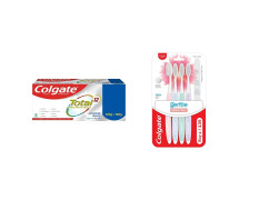 Colgate Total Whole Mouth Health, Antibacterial Toothpaste, 120gm + 120gm (Advanced Health, Saver Pack) and Colgate Gentle Sensitive Soft Bristles Toothbrush - 4 Pcs
