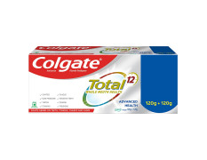 Colgate Total Whole Mouth Health, Antibacterial Toothpaste, 120gm + 120gm (Advanced Health, Saver Pack) and Colgate Gentle Sensitive Soft Bristles Toothbrush - 4 Pcs