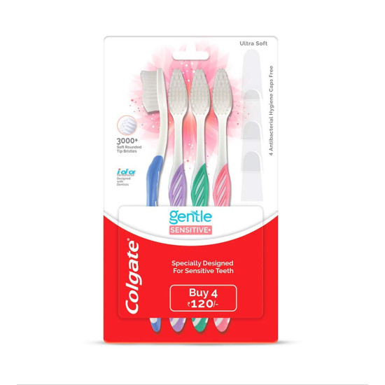 Colgate Total Whole Mouth Health, Antibacterial Toothpaste, 120gm + 120gm (Advanced Health, Saver Pack) and Colgate Gentle Sensitive Soft Bristles Toothbrush - 4 Pcs