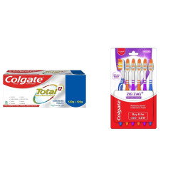 Colgate Total Whole Mouth Health Toothpaste & ZigZag Anti-Bacterial Toothbrush - Advanced Oral Care