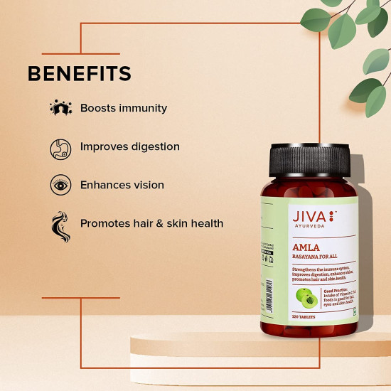 Jiva Amla Tablets 500mg 240 Tablets | 100% Herbs Used, Rich In Vitamin C | Rich In Antioxidants | Improves Digestion | Enhances Vision - 120 Tablet (Pack of 2)