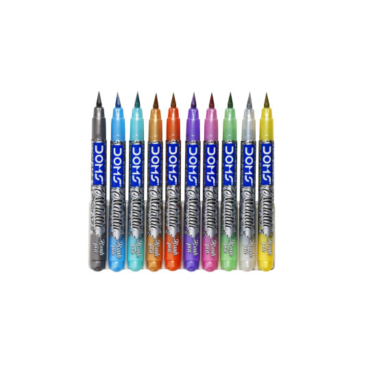 DOMS Metallist Series Metallic Brush Pen (10 Assorted Shades)