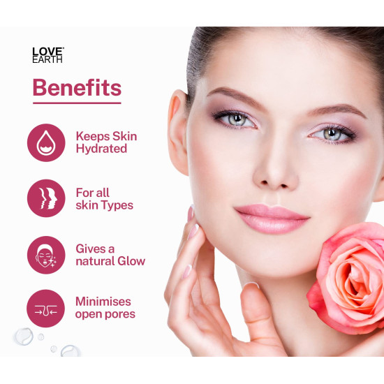Love Earth Rose Water Gulab Jal Face Mist Toner with Real Rose Petals & Extracts for Skin Hydration and Natural Glow 100ml Love Earth Rose Water Gulab Jal Face Mist Toner with Real Rose Petals & Extracts for Skin Hydration and Natural Glow 100ml