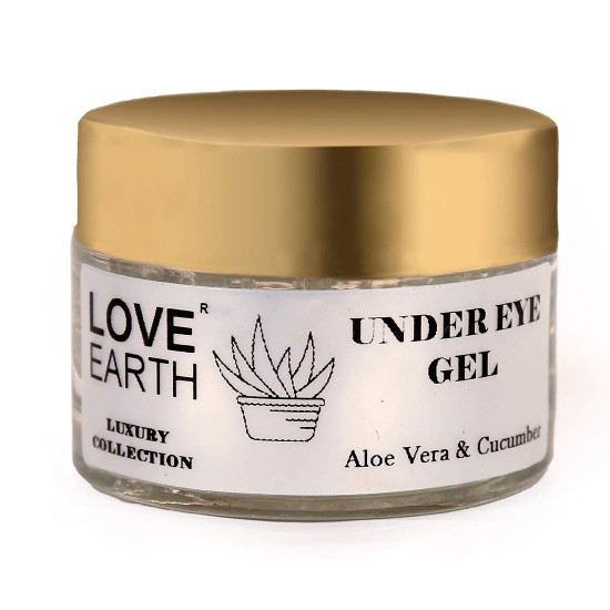 Love Earth Organic Under Eye Gel with Aloe Vera & Cucumber Extracts Reduces Dark Circles, Puffiness and Fine Lines 50gm