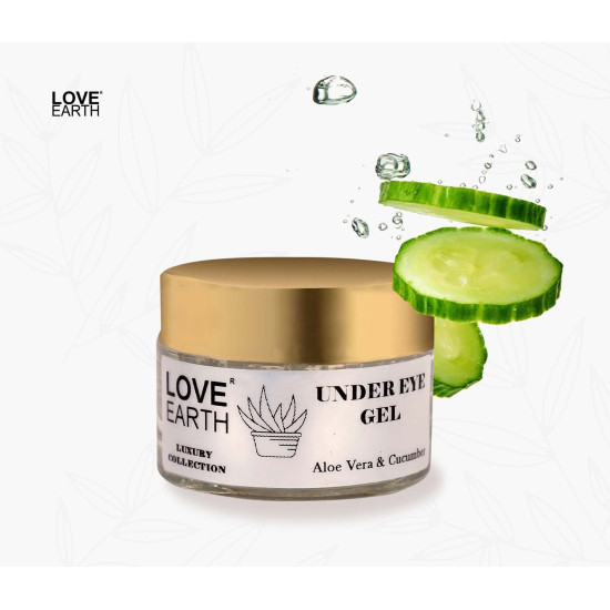 Love Earth Organic Under Eye Gel with Aloe Vera & Cucumber Extracts Reduces Dark Circles, Puffiness and Fine Lines 50gm