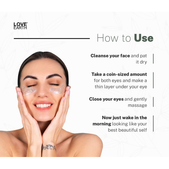 Love Earth Organic Under Eye Gel with Aloe Vera & Cucumber Extracts Reduces Dark Circles, Puffiness and Fine Lines 50gm