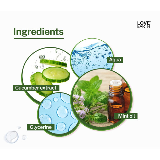 Love Earth Cucumber Mint Face Mist Toner with Cucumber Mint for Acne Defense and Sensitive Skin 100ml Love Earth Cucumber Mint Face Mist Toner with Cucumber Mint for Acne Defense and Sensitive Skin 100ml