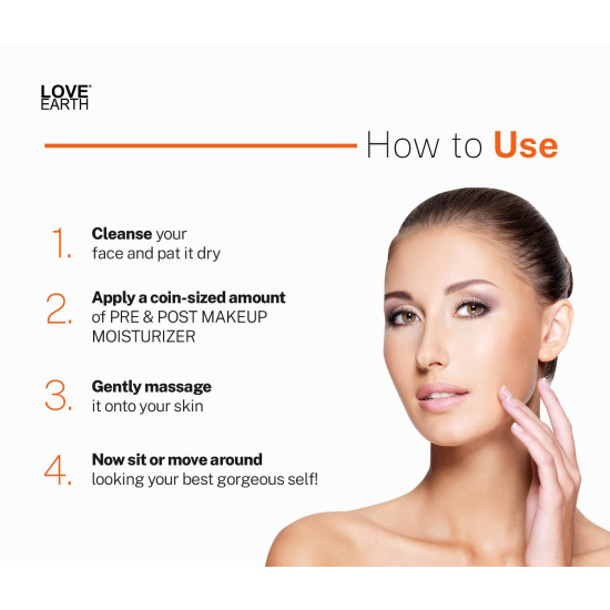 Love Earth Pre & Post Makeup Face Moisturizer with Lemon Peel Extracts & Jojoba Oil for Skin Hydration & Moisturizing 50gm Love Earth Pre & Post Makeup Face Moisturizer with Lemon Peel Extracts & Jojoba Oil for Skin Hydration & Moisturizing 50gm