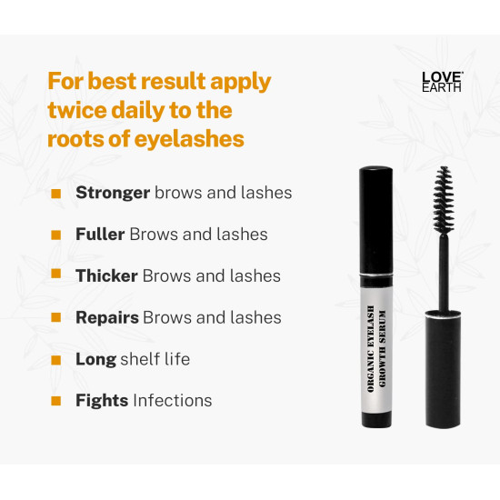 Love Earth Organic Eyelash Growth Serum Enriched With Pure Organic & Natural Essential Oils For Eyelashes & Eyebrows Love Earth Organic Eyelash Growth Serum Enriched With Pure Organic & Natural Essential Oils For Eyelashes & Eyebrows