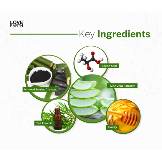 Love Earth Charcoal Tea Tree Face Wash for Oil Control, Acne & Detox 100ml