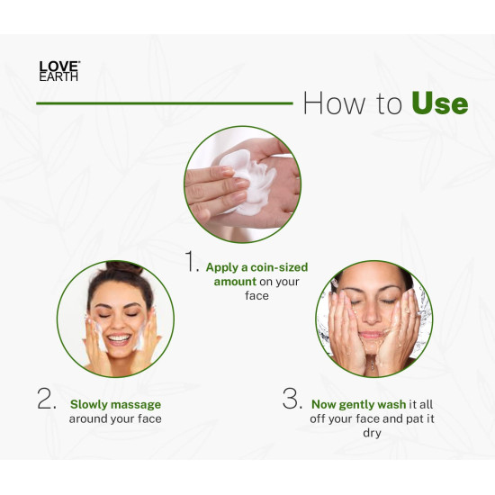 Love Earth Charcoal Tea Tree Face Wash for Oil Control, Acne & Detox 100ml
