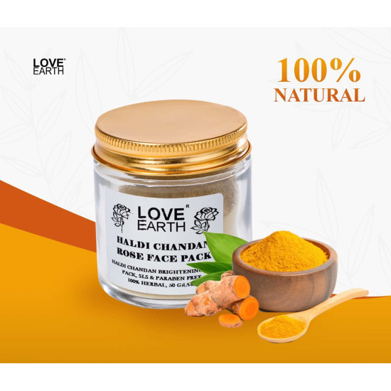 Love Earth Haldi Chandan Rose Face Pack With Amba Haldi & Chandan, For Face & Body, Paraben Free 30gm Love Earth Haldi Chandan Rose Face Pack With Amba Haldi & Chandan, For Face & Body, Paraben Free 30gm