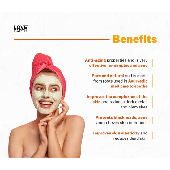 Love Earth Haldi Chandan Rose Face Pack With Amba Haldi & Chandan, For Face & Body, Paraben Free 30gm Love Earth Haldi Chandan Rose Face Pack With Amba Haldi & Chandan, For Face & Body, Paraben Free 30gm