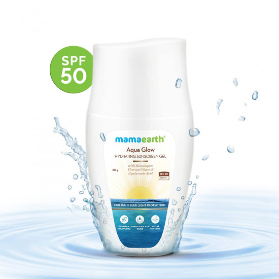 Mamaearth Aqua Glow Hydrating Sunscreen Gel with Himalayan Thermal Water & Hyaluronic Acid With SPF 50 PA++++ – 50g