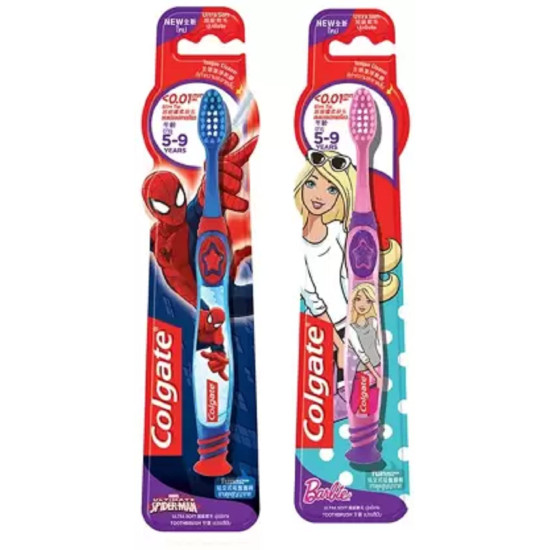 Colgate Kids Barbie&Spiderman Ultra Soft Toothbrush (2 Toothbrushes),Automatic,Pink