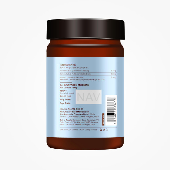 Jiva Triphala Churna (100 x 2) 200g | Ayurvedic Triphala Powder with Amla, Harad & Baheda | Improves Digestion, Colon Cleanse, Gut Health, Immunity | Natural Detox | Contains Bioactive & Antioxidants