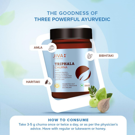 Jiva Triphala Churna (100 x 2) 200g | Ayurvedic Triphala Powder with Amla, Harad & Baheda | Improves Digestion, Colon Cleanse, Gut Health, Immunity | Natural Detox | Contains Bioactive & Antioxidants